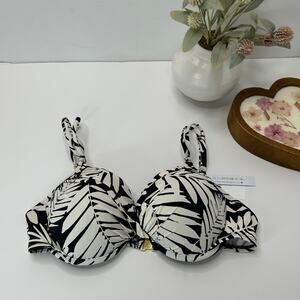 Bleu Rod Beattie Padded Leaf Print Push Up Bikini Top Women's 10 NWT